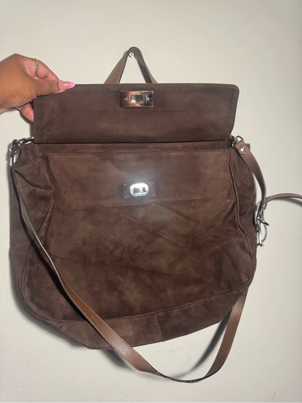Marni Brown Suede Top handle bag